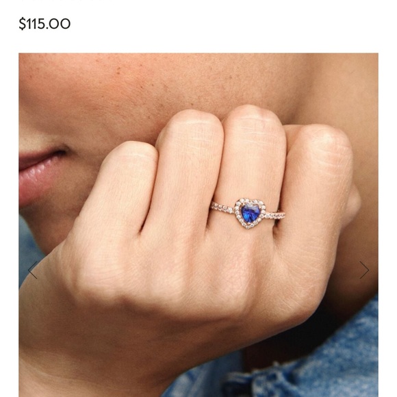 Pandora Sparkling Blue Elevated Heart Ring - Picture 3 of 6